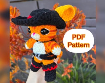 PDF PATTERN for Crochet Puss In Boots Amigurumi doll toy plushie Shrek