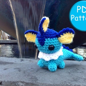 PDF PATTERN for Crochet Vaporeon Amigurumi doll toy plushie