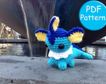 PDF PATTERN for Crochet Vaporeon Amigurumi doll toy plushie