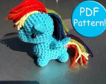 PDF PATTERN for Rainbow Dash Amigurumi doll toy plushie