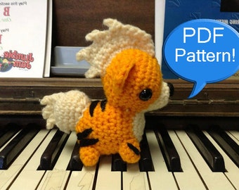 PDF PATTERN for Crochet Growlithe Amigurumi doll toy plushie