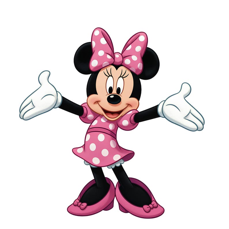 Minnie Mouse PNG, Pink Bow Cartoon Character, Polka Dot Shirt Design ...
