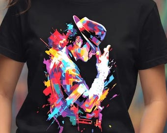 Michael Jackson Colorful Graphic Tee, Pop Art Youth Shirt, Retro Music Kids Apparel