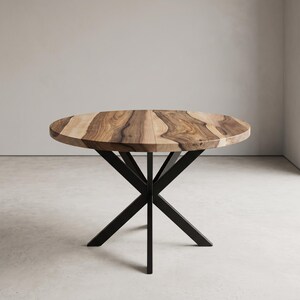 Extendable Round Walnut Table: Expandable Oval Kitchen Table, Custom Wooden Dining Room Furniture