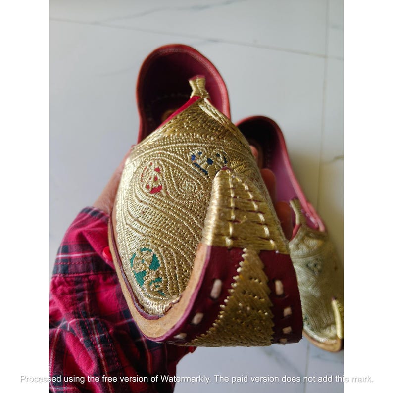 Men's Groomsman Punjabi Jutti, Handmade Leather Shoes, Pakistani Khussa, Wedding Nagra Footwear, Embroidered Groom Mojari, Sherwani Shoes. image 6