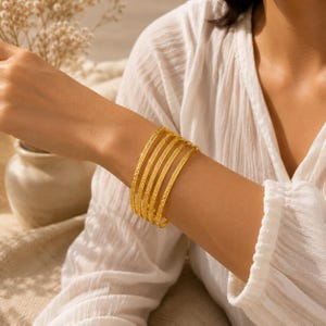 Förgyllda stapelbara armband i 18K, set med 5 indiska smycken, present till kvinnor