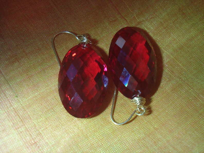 Solid 14k Gold Hooks and Ardent Red Topaz of 39 Carats Earrings