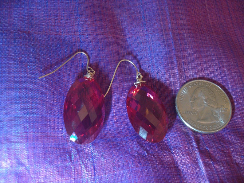 Solid 14k Gold Hooks and Ardent Red Topaz of 39 Carats Earrings