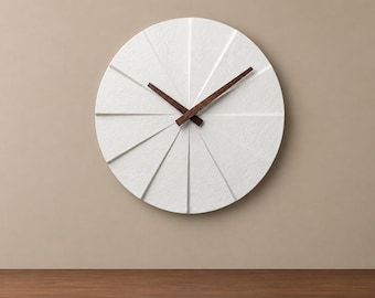 Modern Concrete Wall Clock Minimalist Silent Wooden Hands Scandinavian Home Decor