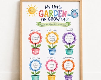 Kids School Memory Printable, Growth Mindset Reflection Worksheet and Classroom Activity Wall Art
