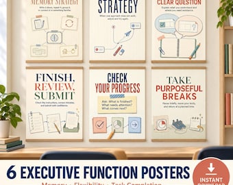 Executive Function Posters, Study Skills Classroom Decor, Set of 6 Learning Strategy Prints