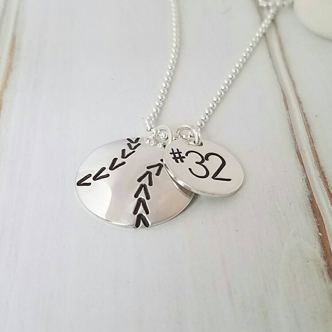 Baseball Necklace Sterling Silver softball necklace red or Etsy
