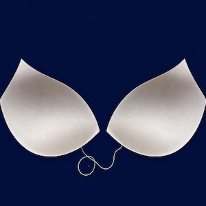 Sew-In Bra Cups, Ecru Cotton-Lined Push-Up Padding, Molded Inserts for Lingerie & Bridal