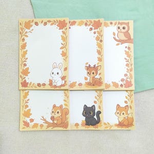 Kawaii Autumn Notepads / A6 / Animals: Rabbit, Deer, Owl, Squirrel, Black Cat or Fox