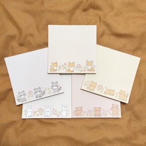 Kleiner Kawaii Tier Notizblock / Hase - Bär - Waschbär - Fuchs - Katze