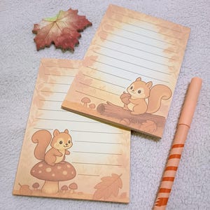 Kawaii Squirrel Notepads // 30 or 50 sheets // Autumn // Fall Stationery