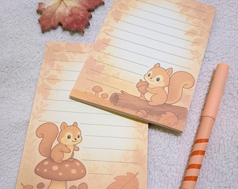 Carnets à motifs d'écureuils kawaii // 30 ou 50 feuilles // Automne // Papeterie d'automne