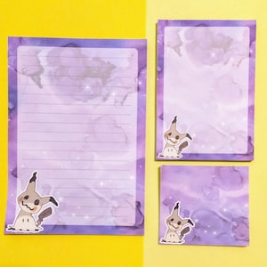 Bloc de notas Mimikyu // 30 hojas // Papelería de Pokémon // Suministros para amigos por correspondencia espeluznantes // Papel de escritura para jugadores / Bloc de notas de anime / Suministros para álbumes de recortes