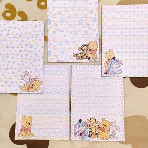 Bloc de notas de Winnie the Pooh bebé // 30 hojas // Papelería de Disney // Lindos suministros para amigos por correspondencia // Papel para escribir con líneas // Arcoíris pastel