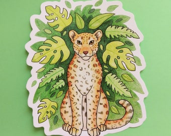 Jaguar vinyl sticker - leopard sticker - animal sticker - big cat sticker - die cut sticker - animal stationery - cute jaguar - jungle