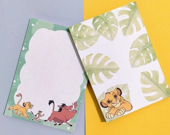 Lion King notepad // 30 or 50 sheets // Simba stationery // cute penpal supplies // Disney writing paper // anime memo pad // jungle