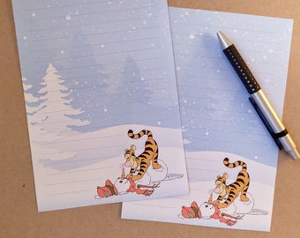 Tigger and Snowman letter paper // Winnie the pooh writing sheets // cute Disney stationery // penpal supplies // writing paper with lines