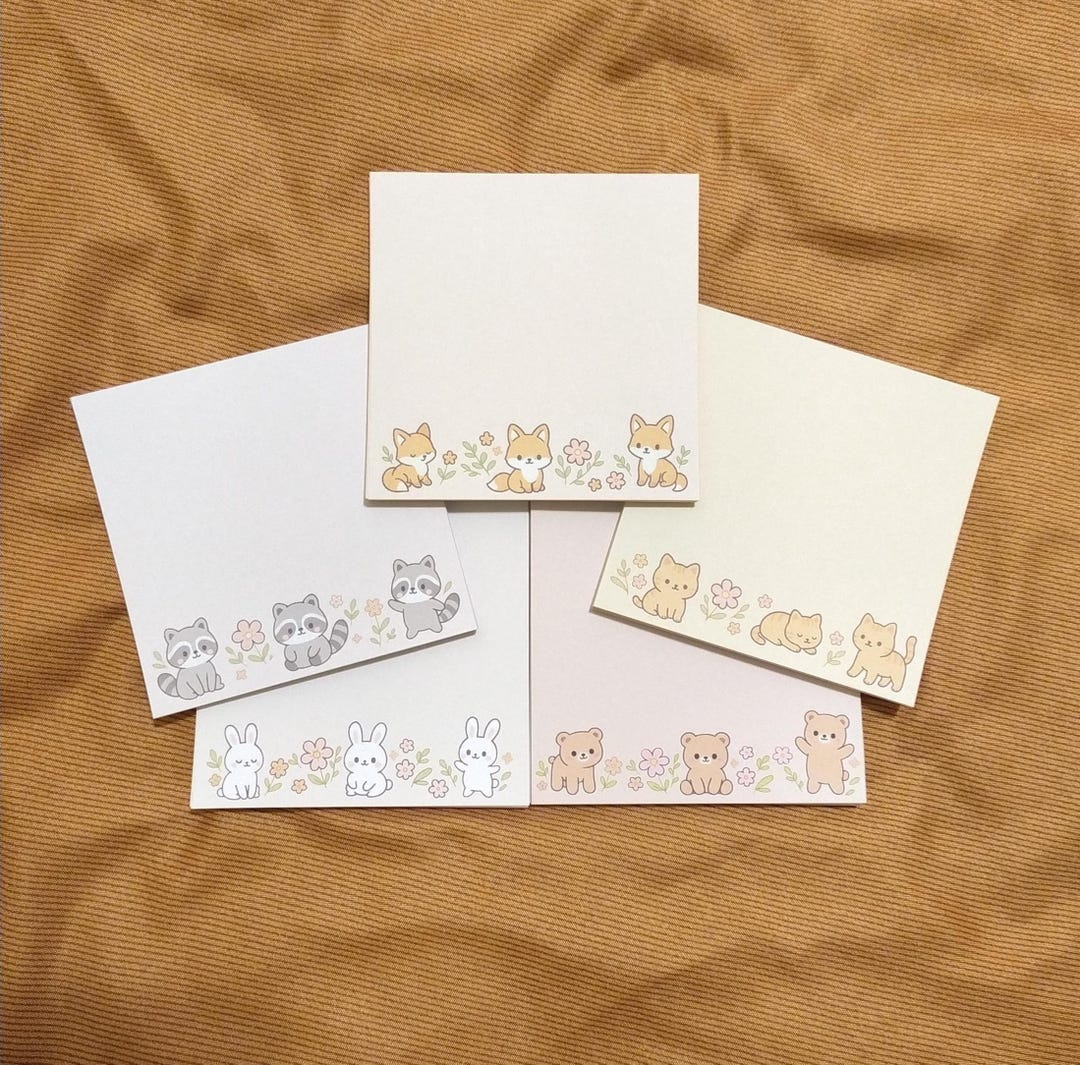 Fun Animal Note Pad Small Kawaii Animal Notepad / Bunny - Bear - Raccoon - Fox - Cat - Etsy