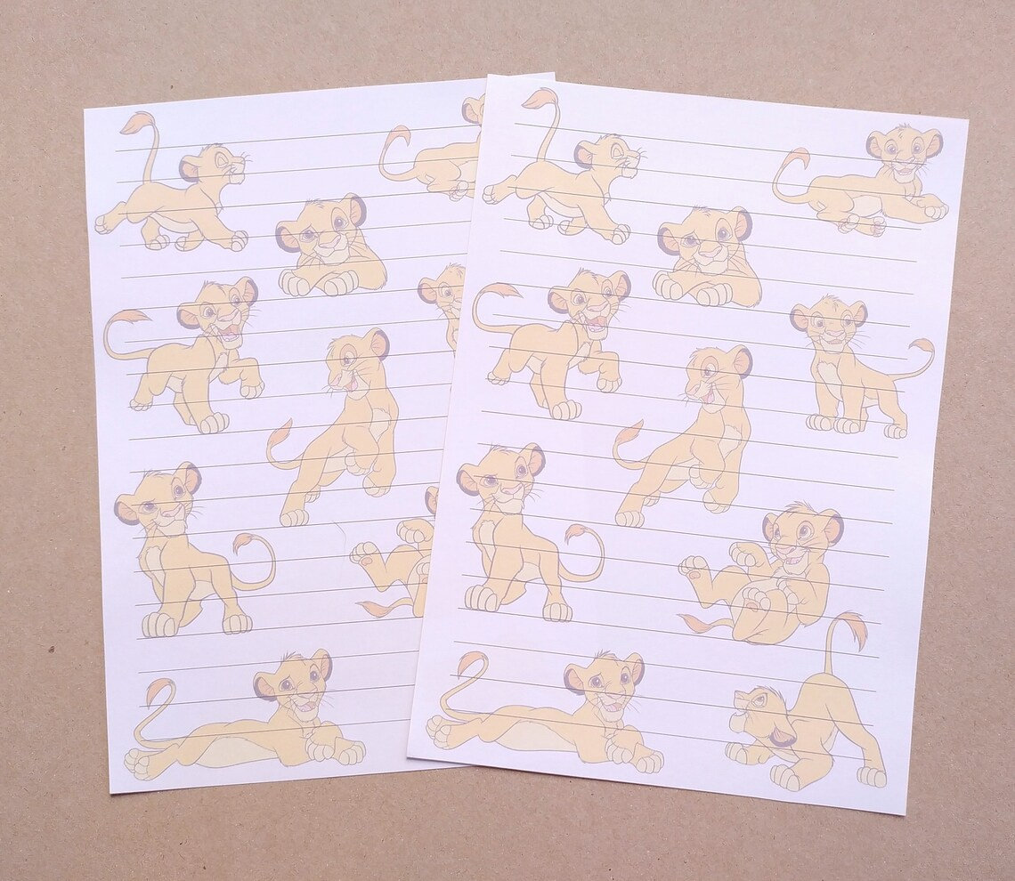 Lion King Stationery Set // Disney Writing Paper With Lines and ...