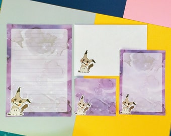 Mimikyu stationery set // Pokemon writing paper with lines and envelope // cute penpal supplies // kawaii memo sheets // anime // spooky