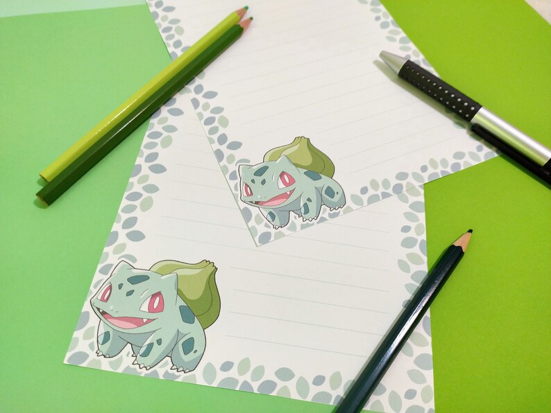 Bulbasaur Letter Paper // Pokemon Writing Sheets // Cute Anime Etsy