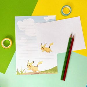 Pikachu Stationery Set // Pokemon Writing Paper With Lines and Envelope // Cute Penpal Supplies ...