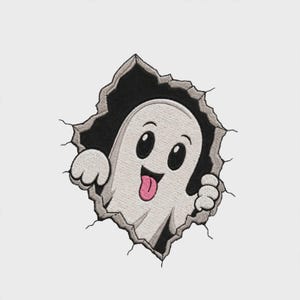 Boo Halloween Embroidery Design, Ghost Bat Witch Hat Machine Embroidery File
