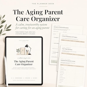 Caregiver Organizer for Aging Parents, A4 GoodNotes Elder Care Binder, Medication Log, Hyperlinked Emergency Planner, Instant Download
