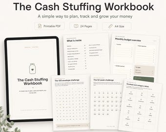 Cash Stuffing Workbook Printable PDF, Simple Budget Planner, Cash Envelope System, Savings Tracker, Debt Payoff