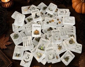 Gothic Halloween American Mahjong Set, Witchy Spooky Acrylic Tiles, Custom Back Print