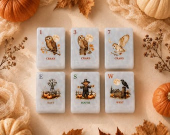 Halloween Pumpkin American Mahjong Set | Pearlescent Acrylic Tiles (UV Printed)
