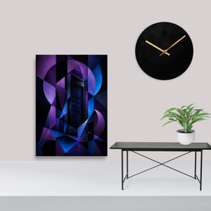 Cubist AI Server Rack Print – Purple Blue Geometric Tech Wall Art