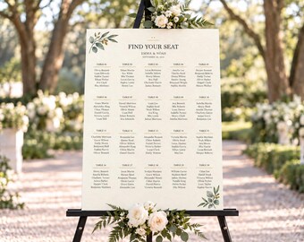 seating chart, Editable Wedding Seating Chart, Modern Botanical Style, Mirror Display, seating chart wedding  (Digital Download)