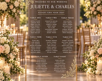 Minimalist Acrylic Wedding Seating Chart, Editable Digital Template (PowerPoint)