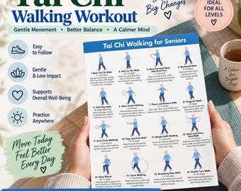 Tai Chi Walking, tai chi walking Workout Printable, 16 Movements tai chi walking, Balance Exercise Guide (PDF) Digital Downloads
