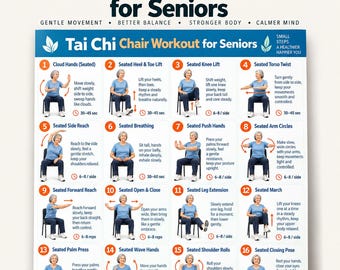 Tai chi, Chair Tai chi, 30-Day Seated Tai Chi for Seniors, Chair Exercise Printable (Digital Download)