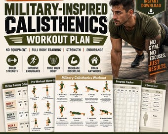 Calisthenics, Military Calisthenics Workout Plan, Calisthenics workout, 28-Day Bodyweight Training (Digital Download)