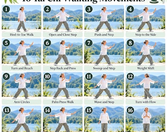 Tai chi walking, 30-Day Tai Chi Walking Challenge, 16-Movement Practice Guide (PDF Download)