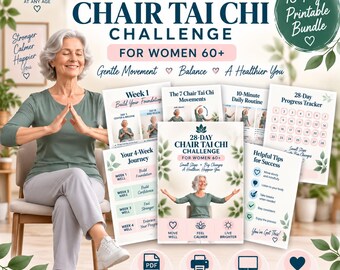 Tai Chi, Chair Tai Chi, 28-Day Chair Tai Chi Challenge for Women 60+ (Printable PDF) Digital Download