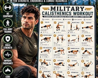 Calisthenics, Military Calisthenics Workout Plan, Calisthenics workout, Bodyweight Training, 4-Week Fitness Tracker (PDF) Digital Download