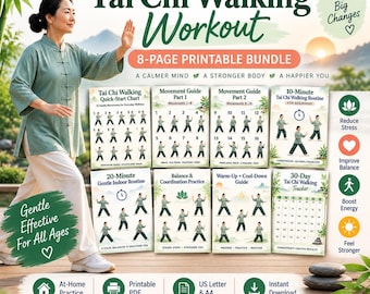 Tai Chi, Tai Chi Walking, Tai Chi Walking Workout for Seniors, Balance & Coordination Exercises (PDF Bundle) Digital Download