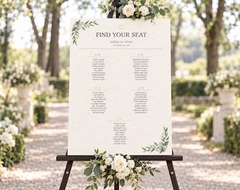 alphabetical seating chart, Editable Botanical Wedding Seating Chart, Alphabetical Table Plan (Digital Download) seating chart