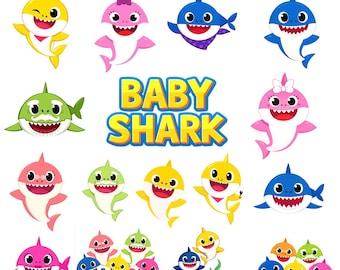 Baby Shark PNG SVG-bundel | Haai verjaardagsclipart | Oceaanfeestdecoraties | Sublimatie voor kindershirts | Cricut snijbestand