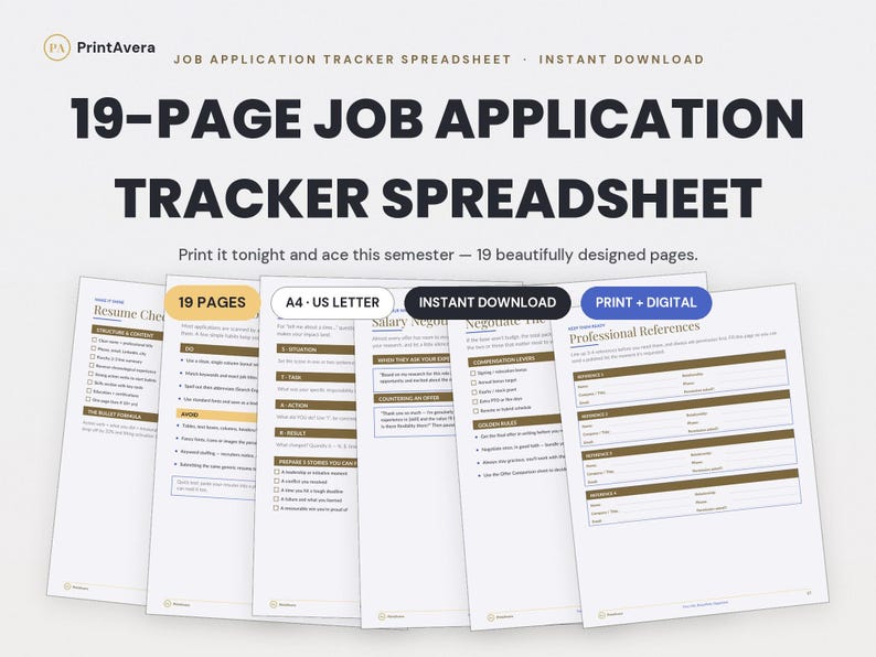 Job Application Tracker Spreadsheet | Interview, Career Planner (Digital Download) image 1