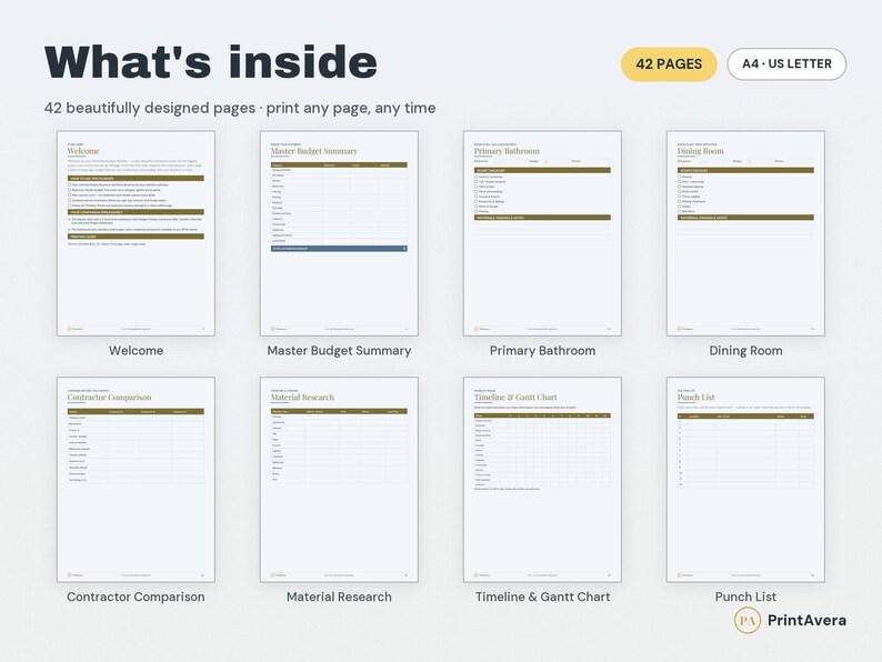 Home Renovation Planner Printable | Budget, Schedule, Manage Remodel (Excel, PDF) image 2